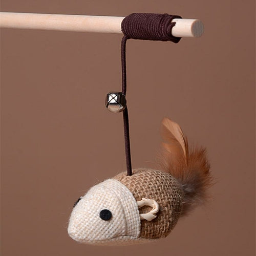 Pet cat toy Cute Design bird Feather dog toy cat tease wooden stick